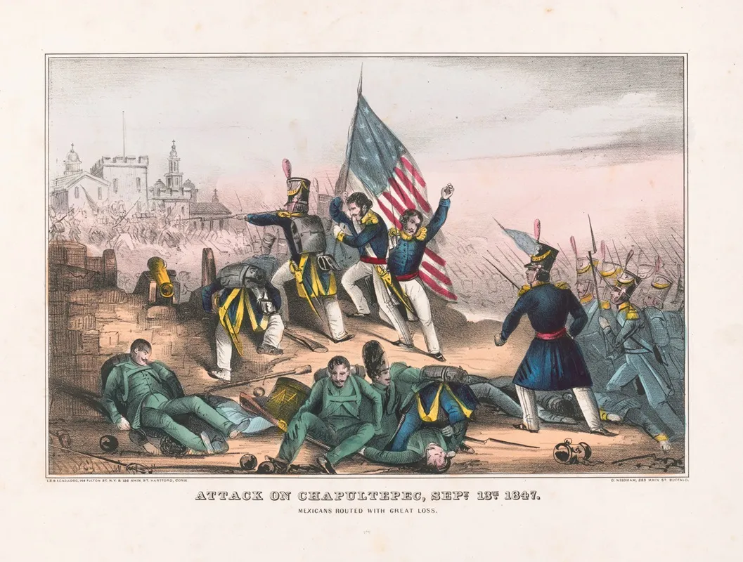 Attack On Chapultepec Sept 13th 1847 Mexicans Routed With Great Loss Wall Art by E.B. &amp; E.C. Kellogg - High-Resolution Digital Print