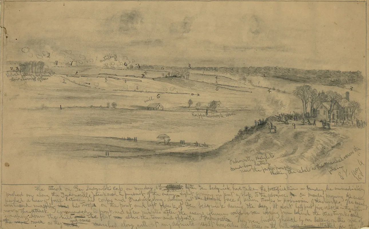 Attack On Gen Sedwicks Corps Banks Ford Near Chancellorsville Seen From The North Bank Of The Rappahannock River