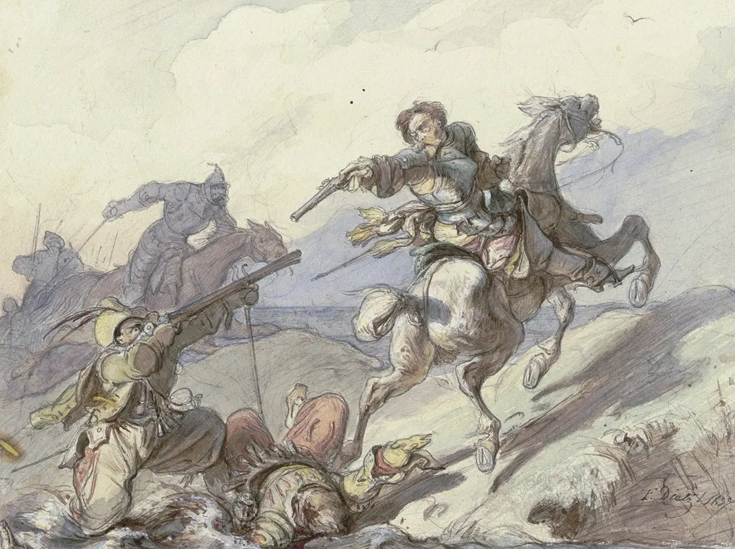 Attack On Knights Wall Art by Friedrich Dietz - High-Resolution Digital Print