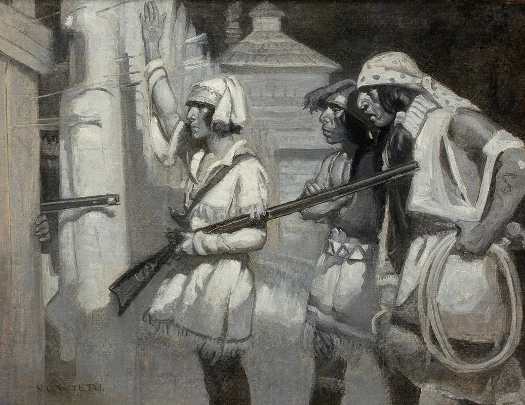 Attack On The Stockade Wall Art by Brandywine School Artist - High-Resolution Digital Print