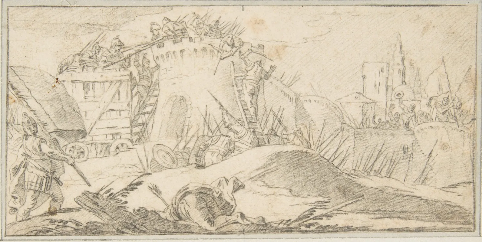 Attacks On The Walls Of A City Wall Art by Giovanni Battista Tiepolo - High-Resolution Digital Print