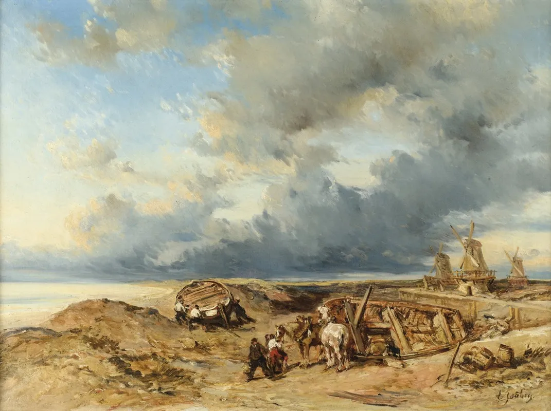 Attelage De Chevaux En Bord De Mer Hollande