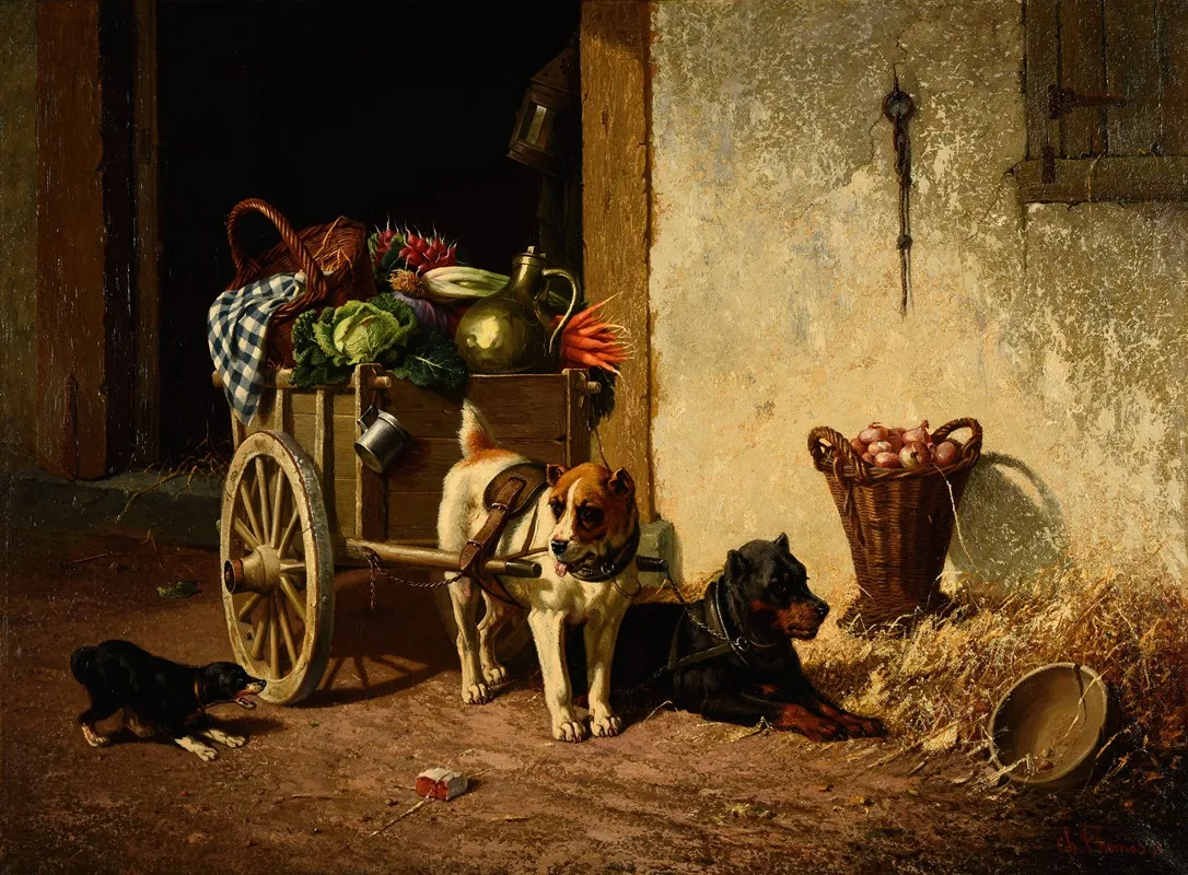 Attelage De Chiens Wall Art by Charles Thomas - High-Resolution Digital Print