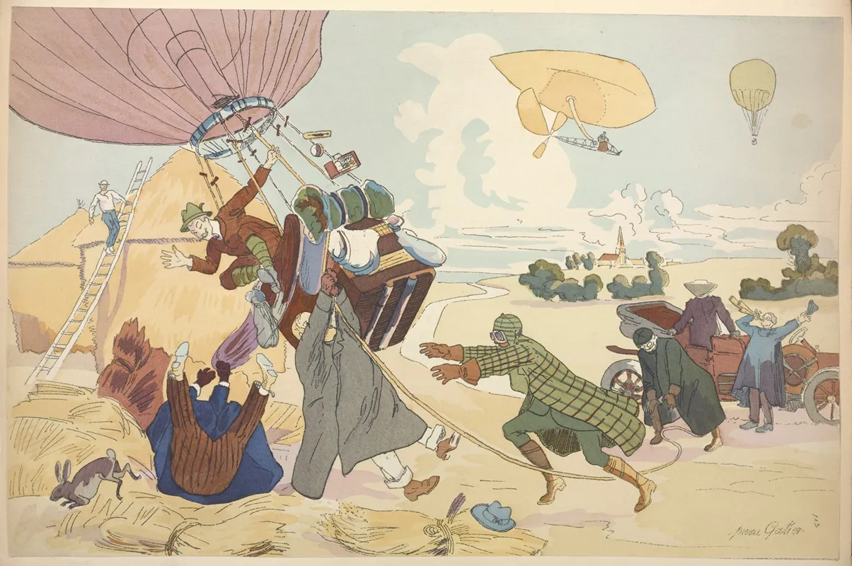 Atterrissage Dun Ballon Libre Estampe De Pierre Gatier Wall Art by Pierre Gatier - High-Resolution Digital Print