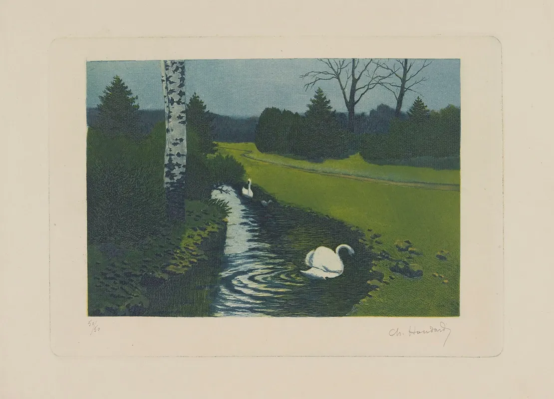 Au Bois Cygnes Sur Un Ruisseau