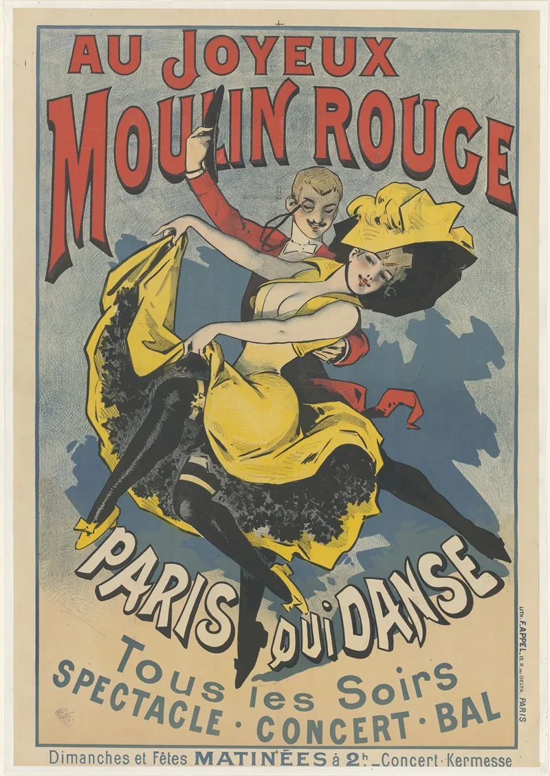 Au Joyeux Moulin Rouge Paris Qui Dans Wall Art by Lith. F. Appel - High-Resolution Digital Print