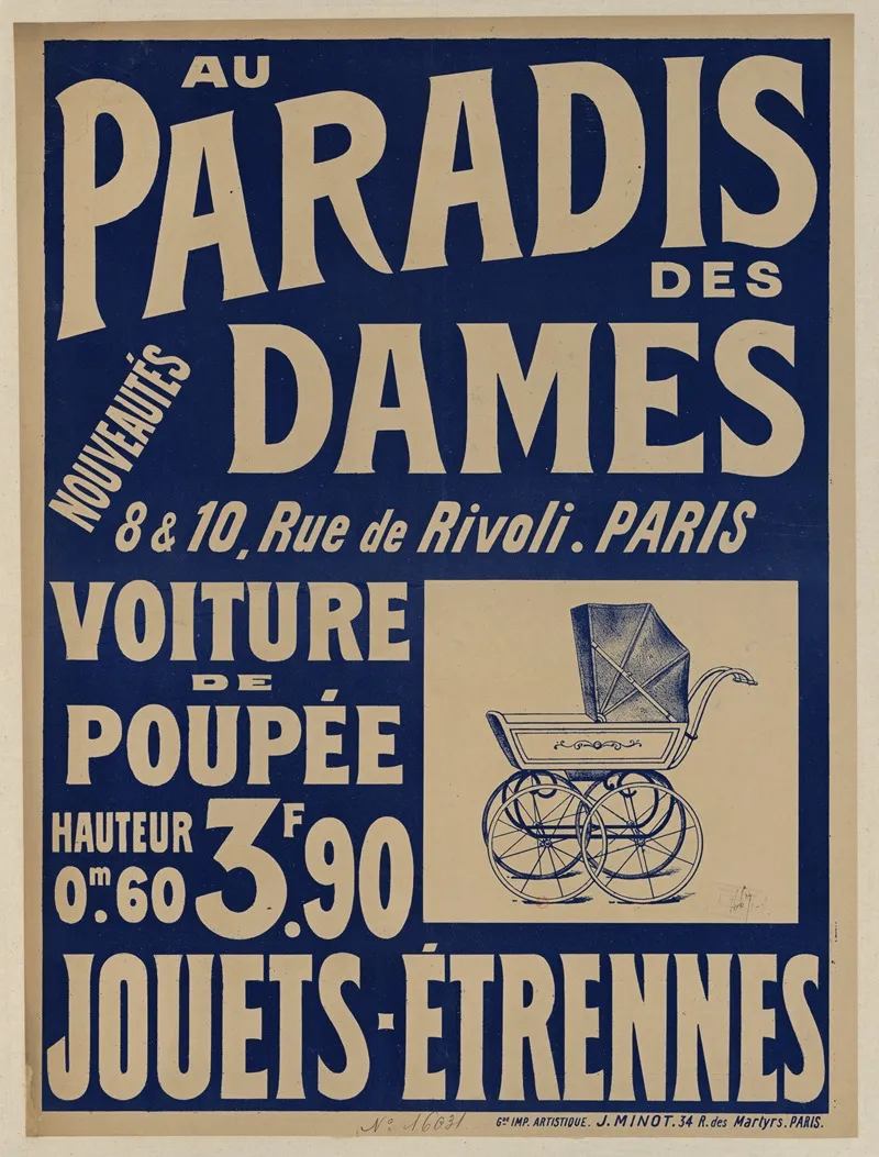 Au Paradis Des Dames Nouveautes 8 10 Rue De Rivoli Paris Wall Art by Imp. J. Minot - High-Resolution Digital Print