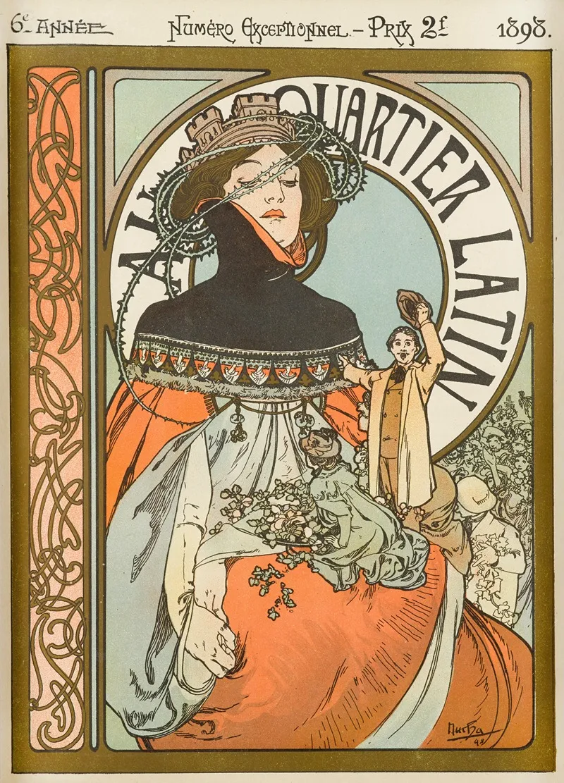 Au Quartier Latin 2 Wall Art by Alphonse Mucha - High-Resolution Digital Print
