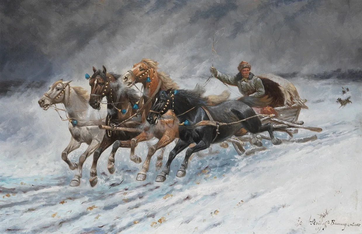 Auf Der Flucht Vor Den Wolfen Wall Art by Adolf Baumgartner-Stoiloff - High-Resolution Digital Print