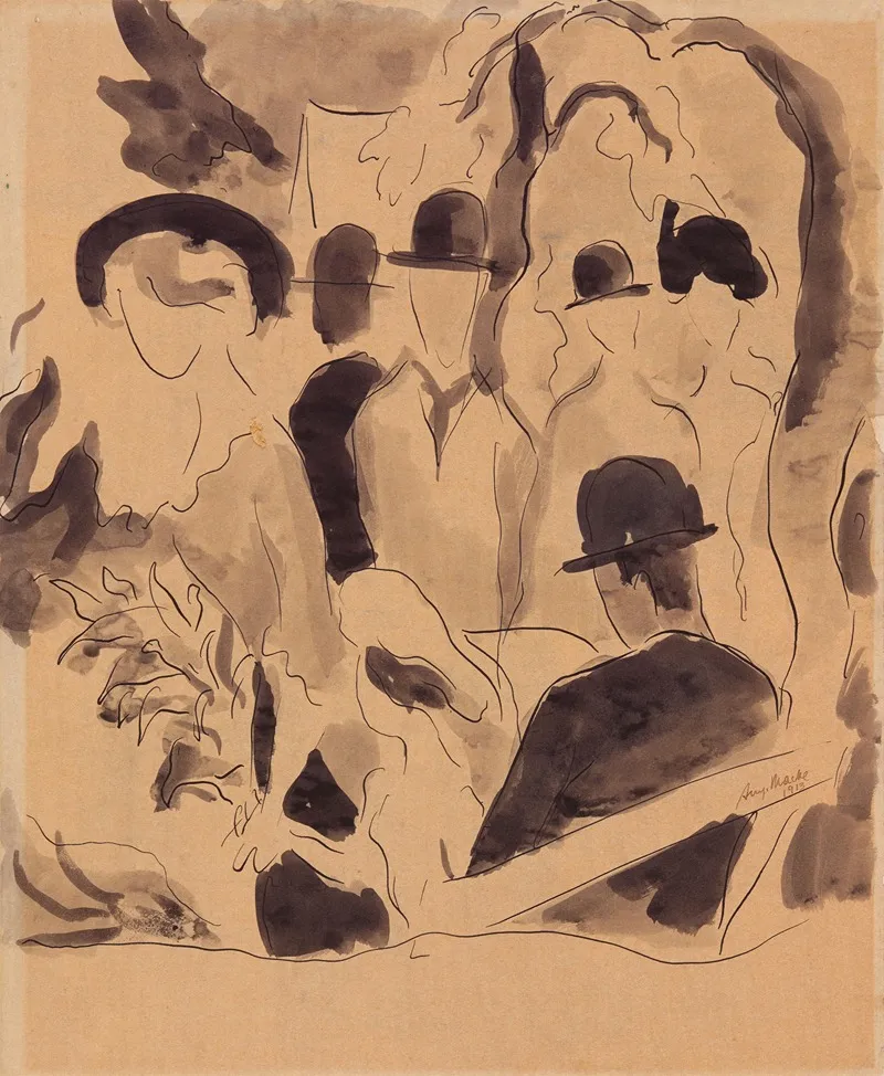 Auf Der Promenade Wall Art by August Macke - High-Resolution Digital Print