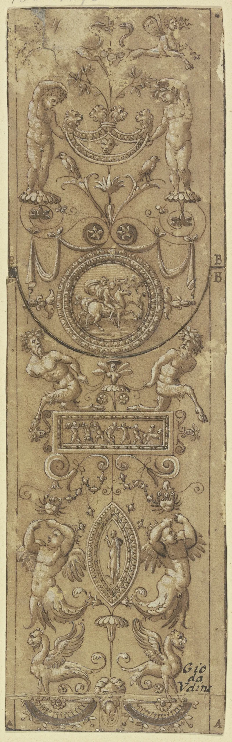 Aufsteigendes Reiches Ornament Mit Genien Satyrn Und Medaillons Wall Art by Giovanni da Udine - High-Resolution Digital Print