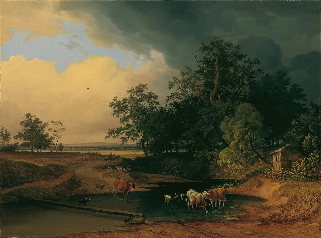 Aulandschaft Bei Abendstimmung Wall Art by Josef Feid - High-Resolution Digital Print