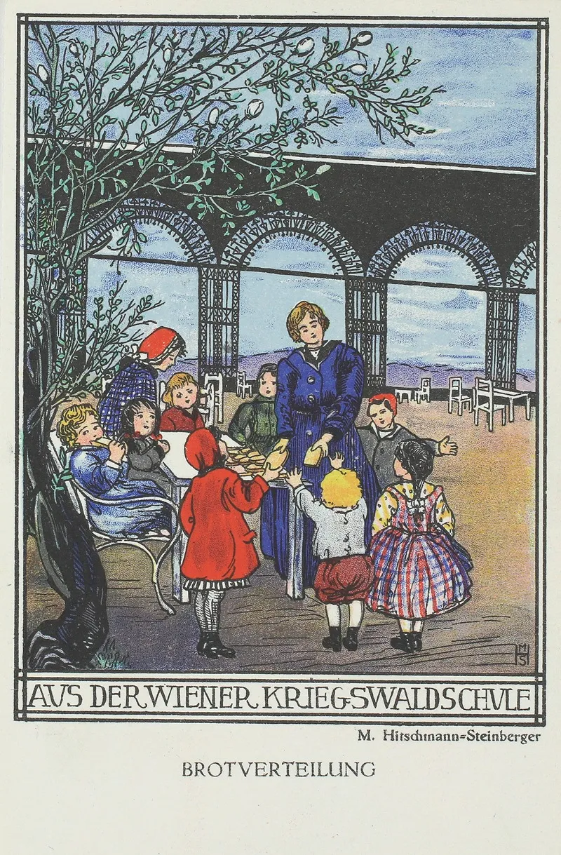 Aus Der Wiener Kriegswaldschule Brotverteilung Wall Art by Marianne Hitschmann-Steinberger - High-Resolution Digital Print