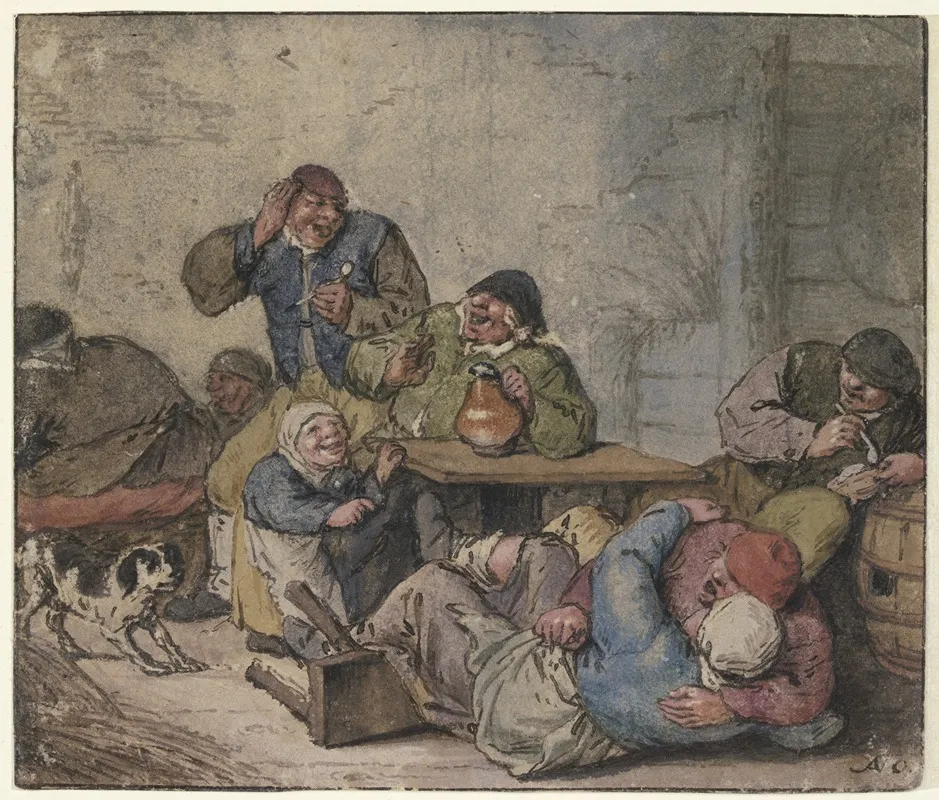 Ausgelassene Bauern Im Wirtshaus Wall Art by Adriaen van Ostade - High-Resolution Digital Print