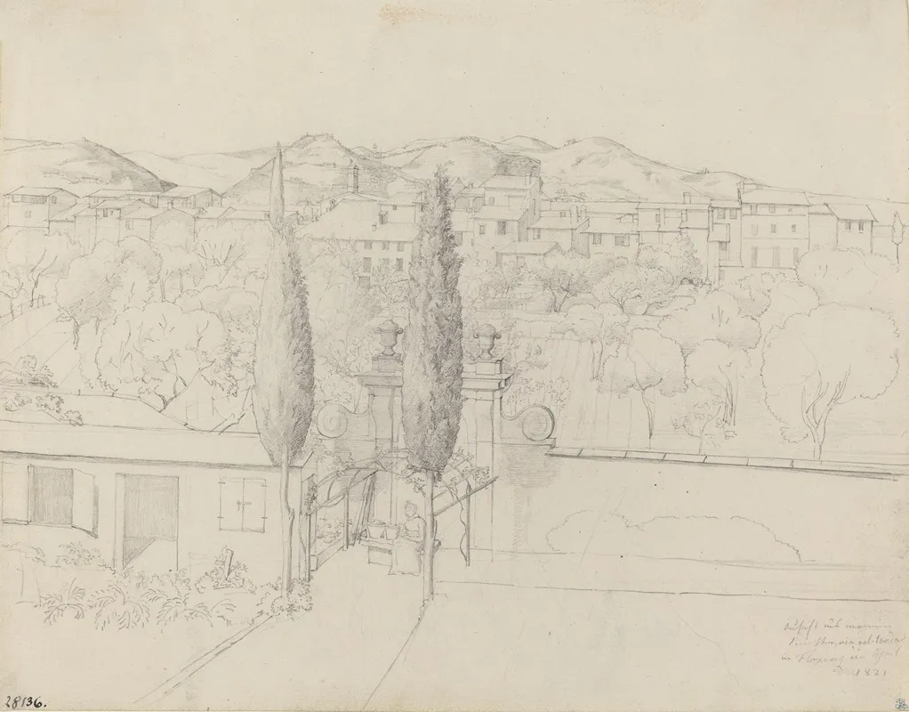 Aussicht Aus Meinem Fenster Via Valfonda In Florenz Gardens In Florence Seen From The Artists Window Wall Art by Anton Krüger - High-Resolution Digital Print