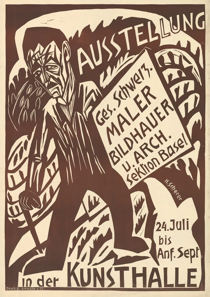Ausstellung Ges Schweiz Maler Budhauer U Arch Sektion Basel In Der Kunsthalle Wall Art by Hermann Scherer - Canvas Print
