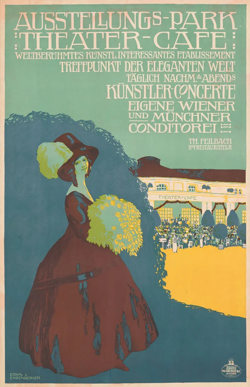 Ausstellungs Park Theater Cafe Wall Art by Ludwig Lutz Ehrenberger - High-Resolution Digital Print