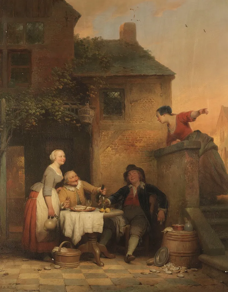 Austernesser Vor Der Taverne Wall Art by Ferdinand de Braekeleer - High-Resolution Digital Print