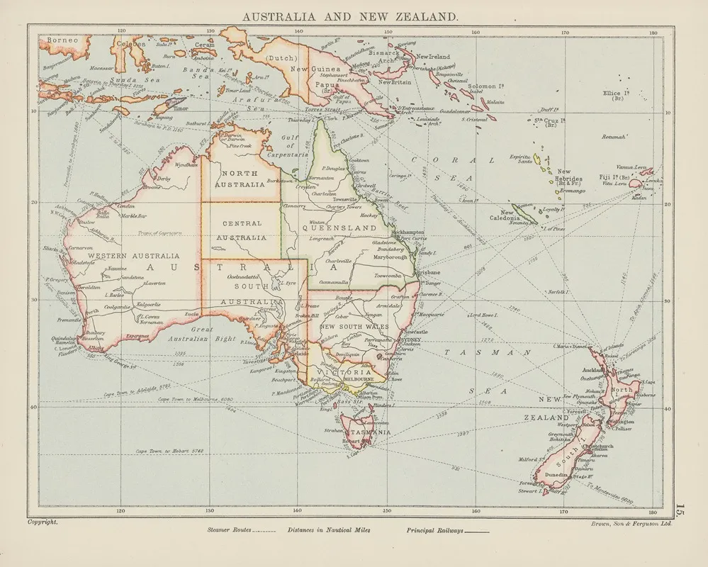 Australia And New Zealand Wall Art by Brown, Son & Ferguson Ltd - High-Resolution Digital Print