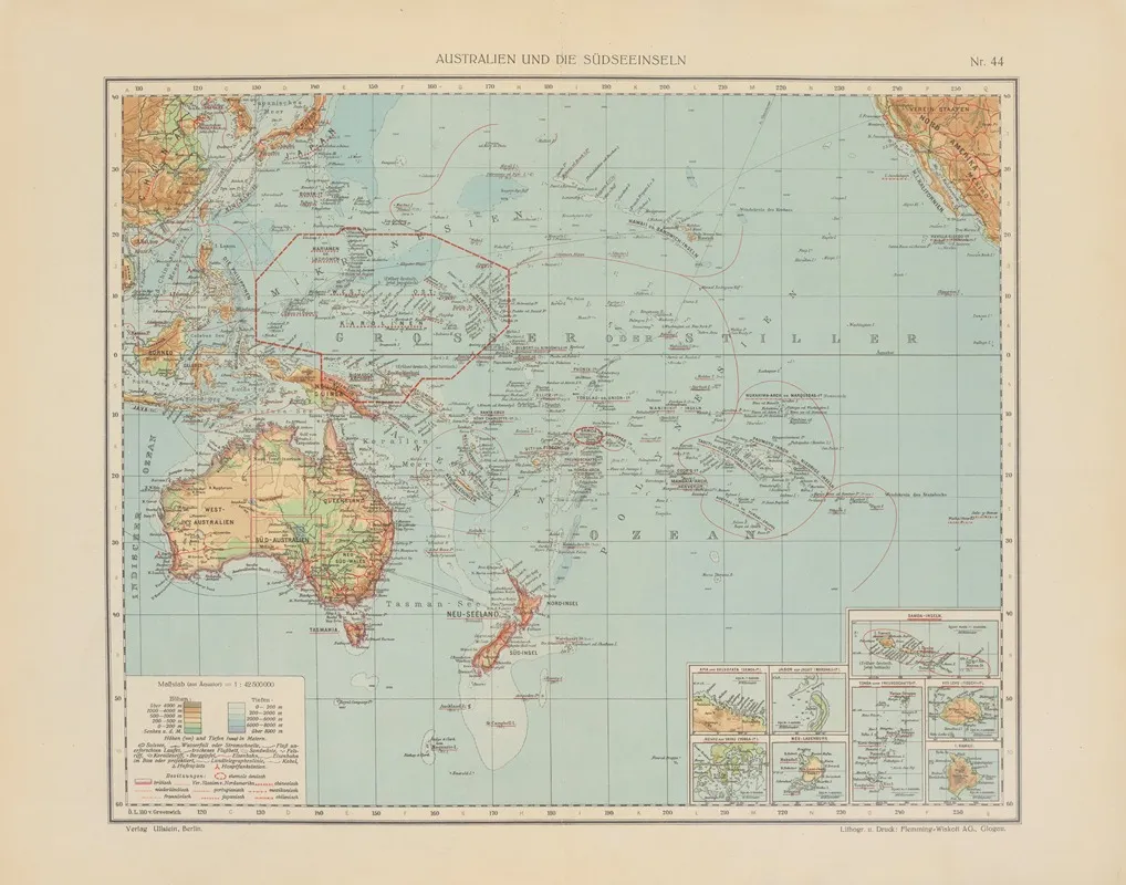 Australien Und Die Sudseeinseln Wall Art by Geographisches Institut der Flemming-Wiskott - High-Resolution Digital Print