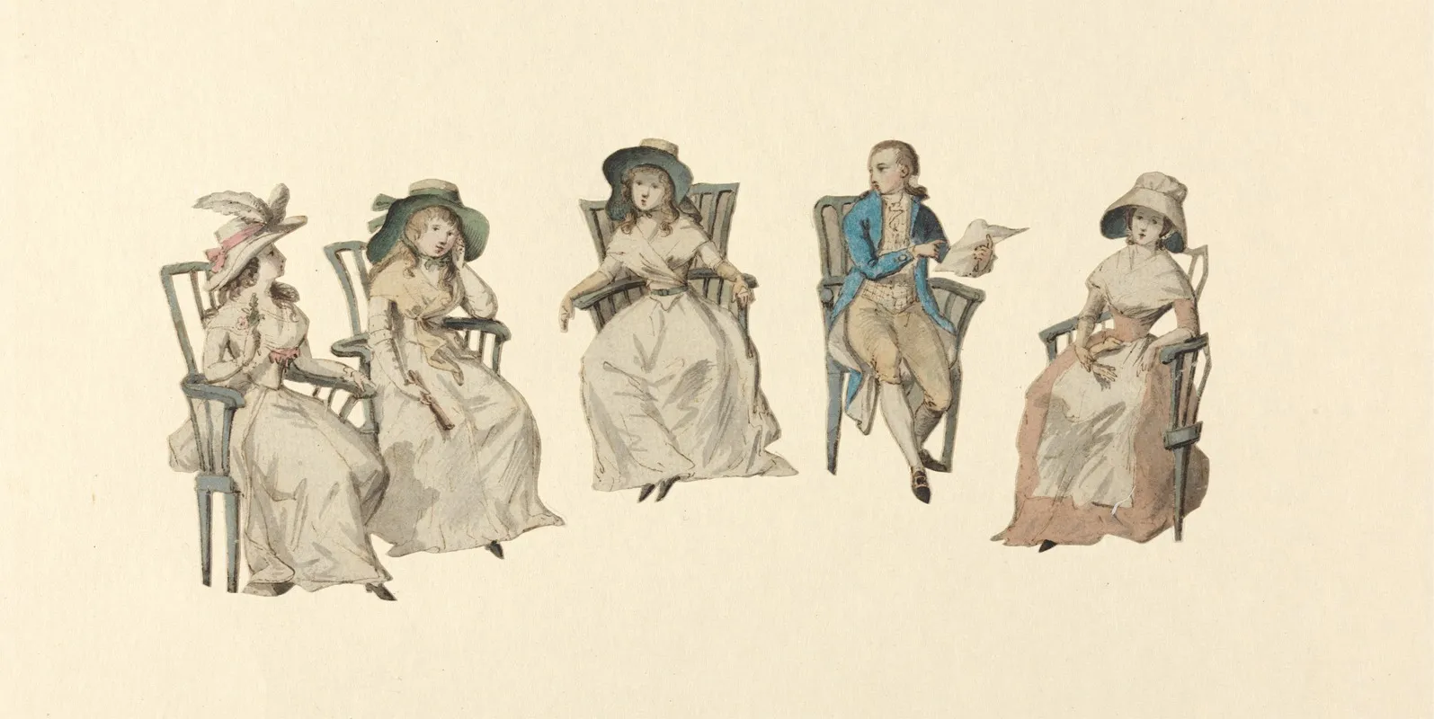 Author Reading From A Manuscript To Four Ladies Wall Art by Matthew Haughton - High-Resolution Digital Print