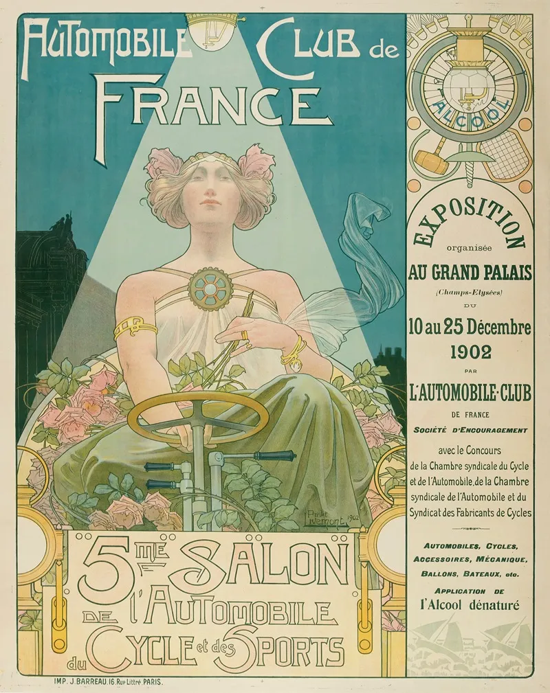 Automobile Club De France 5me Salon Wall Art by Henri Privat-Livemont - High-Resolution Digital Print