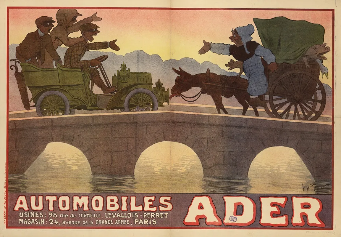 Automobiles Ader Usines 98 Rue De Cormeilles Levallois Perret Magasin 24 Avenue Dela Grande Armee Paris Wall Art by Georges Meunier - High-Resolution Digital Print