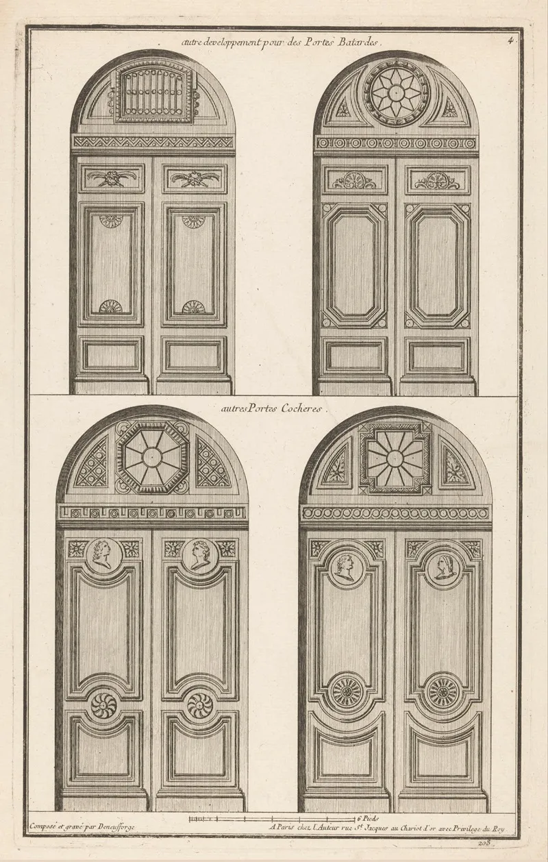 Autre Developpement Pour Des Portes Batardes Autres Portes Cocheres Wall Art by Jean François de Neufforge - High-Resolution Digital Print