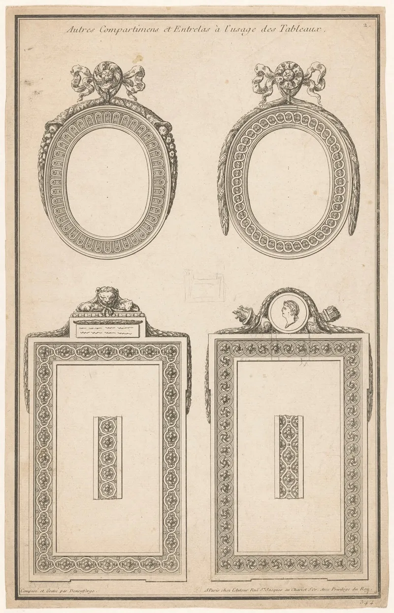 Autres Compartimens Et Entrelas A Lusage Des Tableaux Wall Art by Jean François de Neufforge - High-Resolution Digital Print