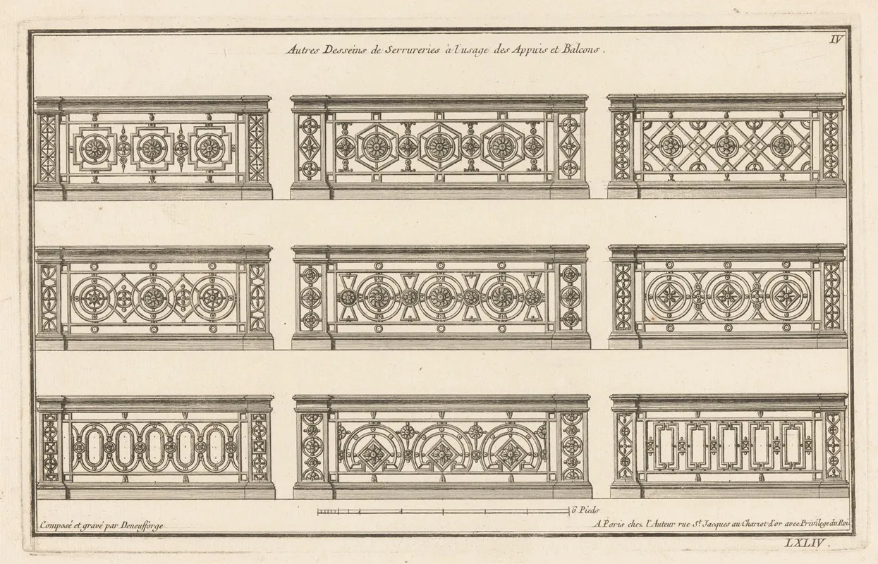 Autres Desseins De Serrureries A Lusage Des Appuis Et Balcons Wall Art by Jean François de Neufforge - High-Resolution Digital Print
