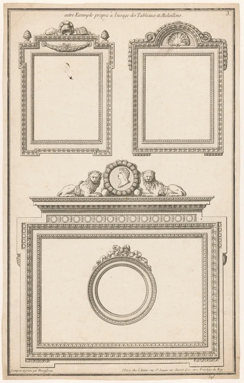 Autres Exemple Propre A Lusage Des Tableaux Et Medaillons Wall Art by Jean François de Neufforge - High-Resolution Digital Print