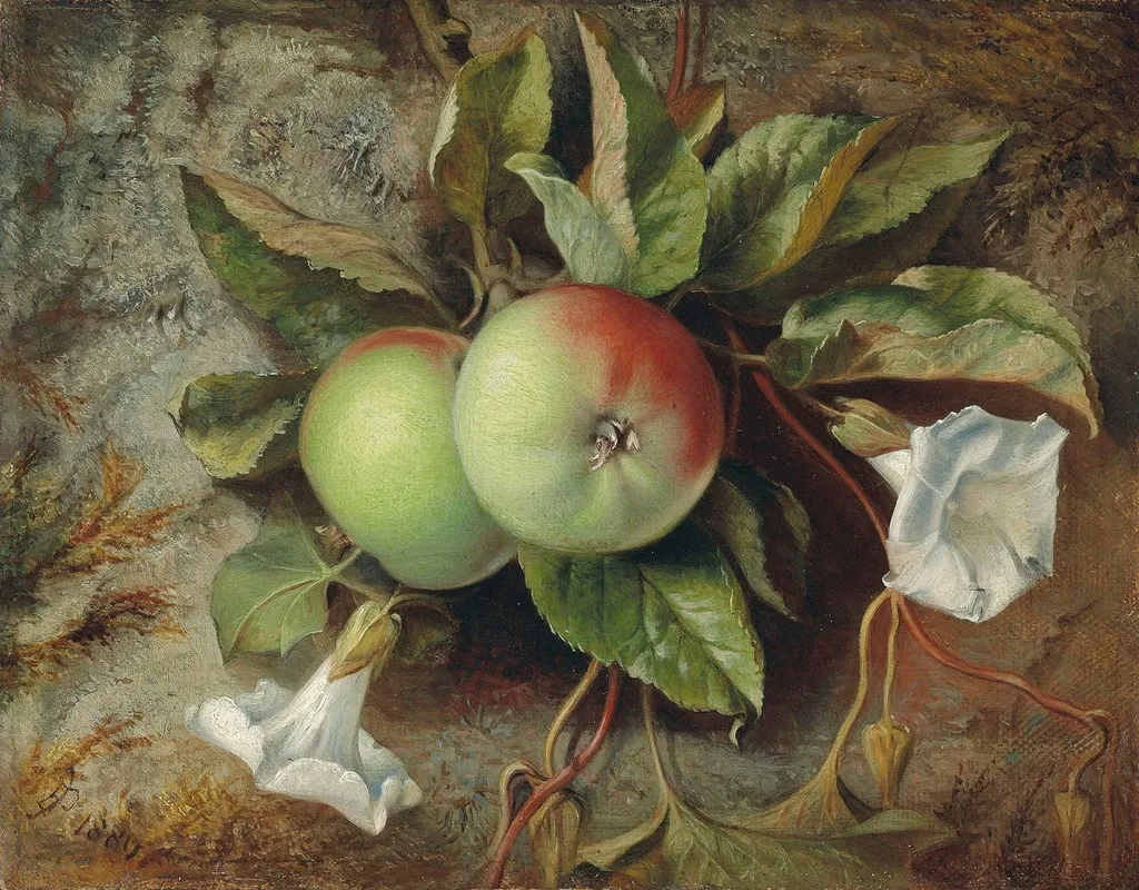 Autumn Apples And Convolvulus Wall Art by Edward John Poynter - High-Resolution Digital Print