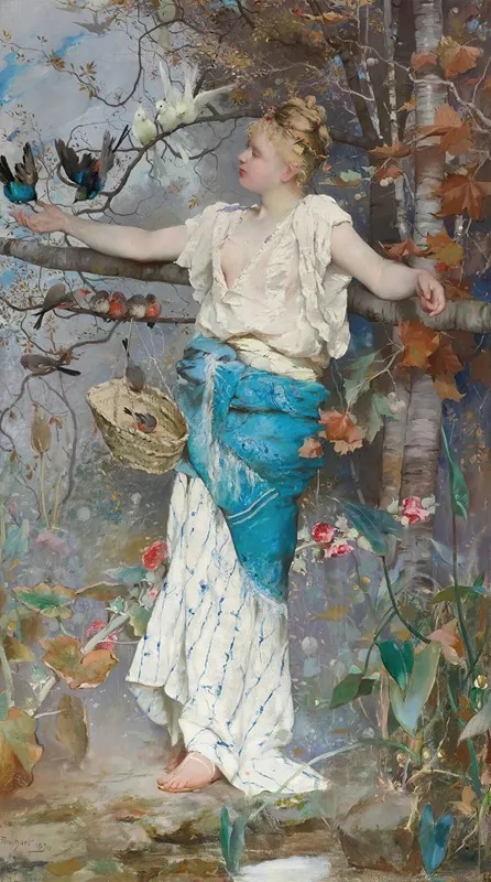 Autumn Fantasy Wall Art by Émile-Auguste Pinchart - High-Resolution Digital Print