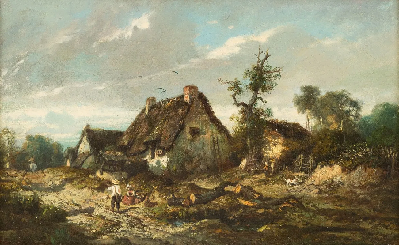 Autumn Landscape With Cottage Wall Art by Franck Brissot - High-Resolution Digital Print
