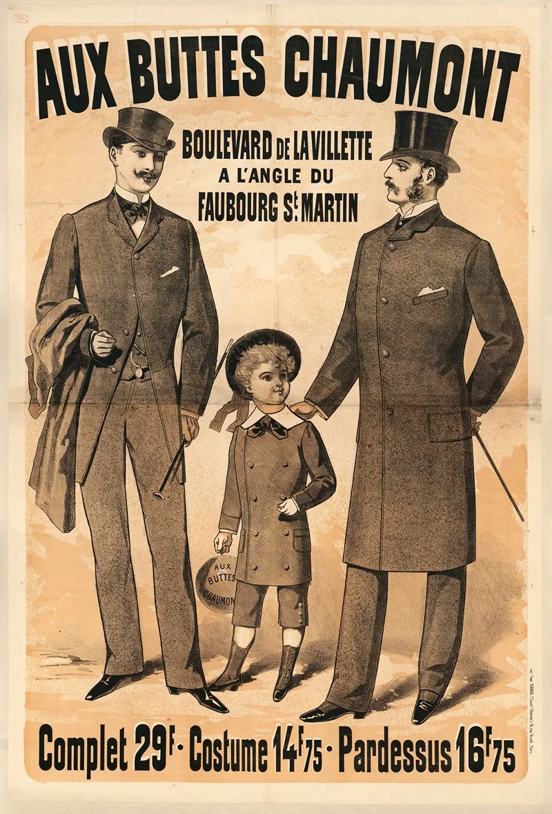 Aux Buttes Chaumont Complet 29f Costume 14f75 Pardessus 16f75