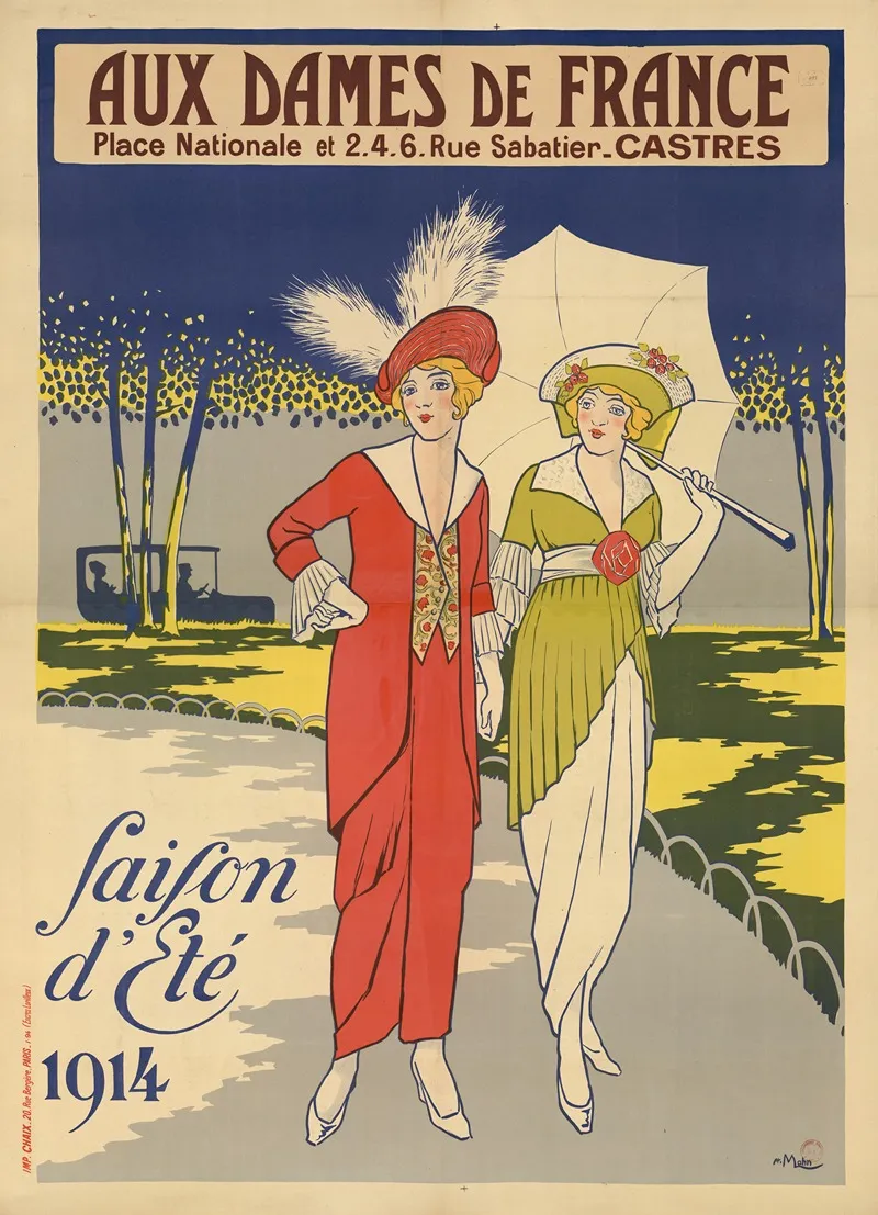 Aux Dames De France Place Nationale Et 2 4 6 Rue Sabatier Castres Saison Dete 1914 Wall Art by A. Mahn - High-Resolution Digital Print