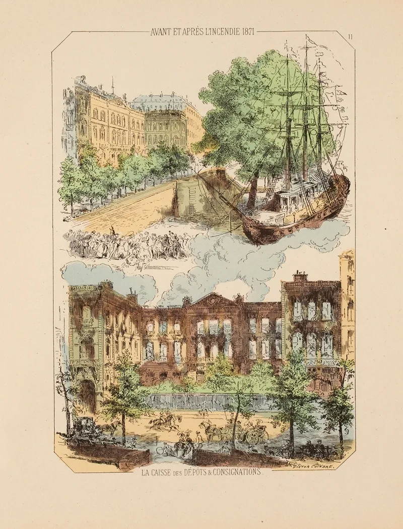 Avant Et Apres Lincendie 1871 La Caisse Des Depots Et Conisgnations 11 Wall Art by Victor Coindre - High-Resolution Digital Print
