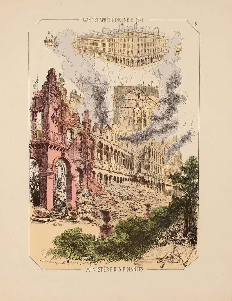 Avant Et Apres Lincendie 1871 Ministere Des Finances 5 Wall Art by Victor Coindre - High-Resolution Digital Print