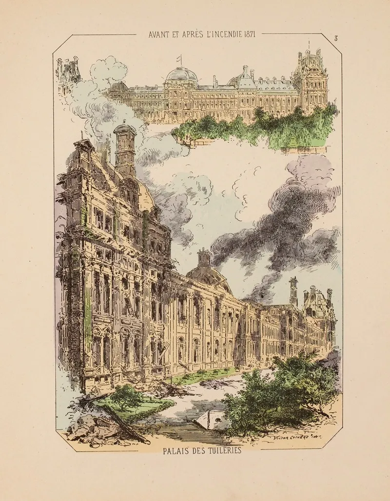 Avant Et Apres Lincendie 1871 Palais Des Tuileries 3 Wall Art by Victor Coindre - High-Resolution Digital Print