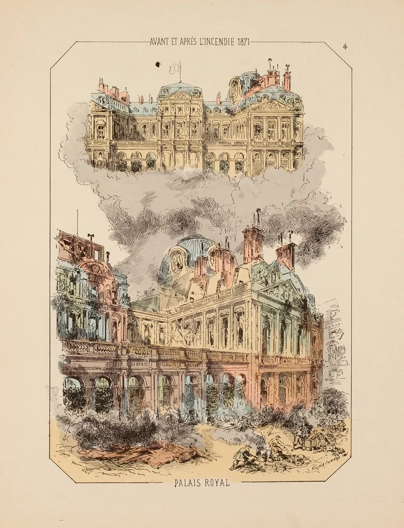 Avant Et Apres Lincendie 1871 Palais Royal 4 Wall Art by Victor Coindre - High-Resolution Digital Print