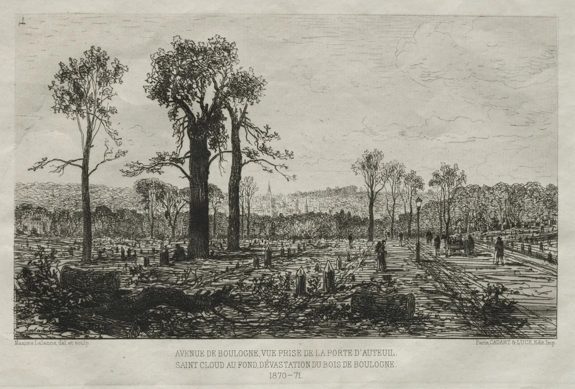 Avenue De Boulogne Vue Prise De La Porte Dauteuil St Cloud Au Fond Devastation Du Bois De Boulogne