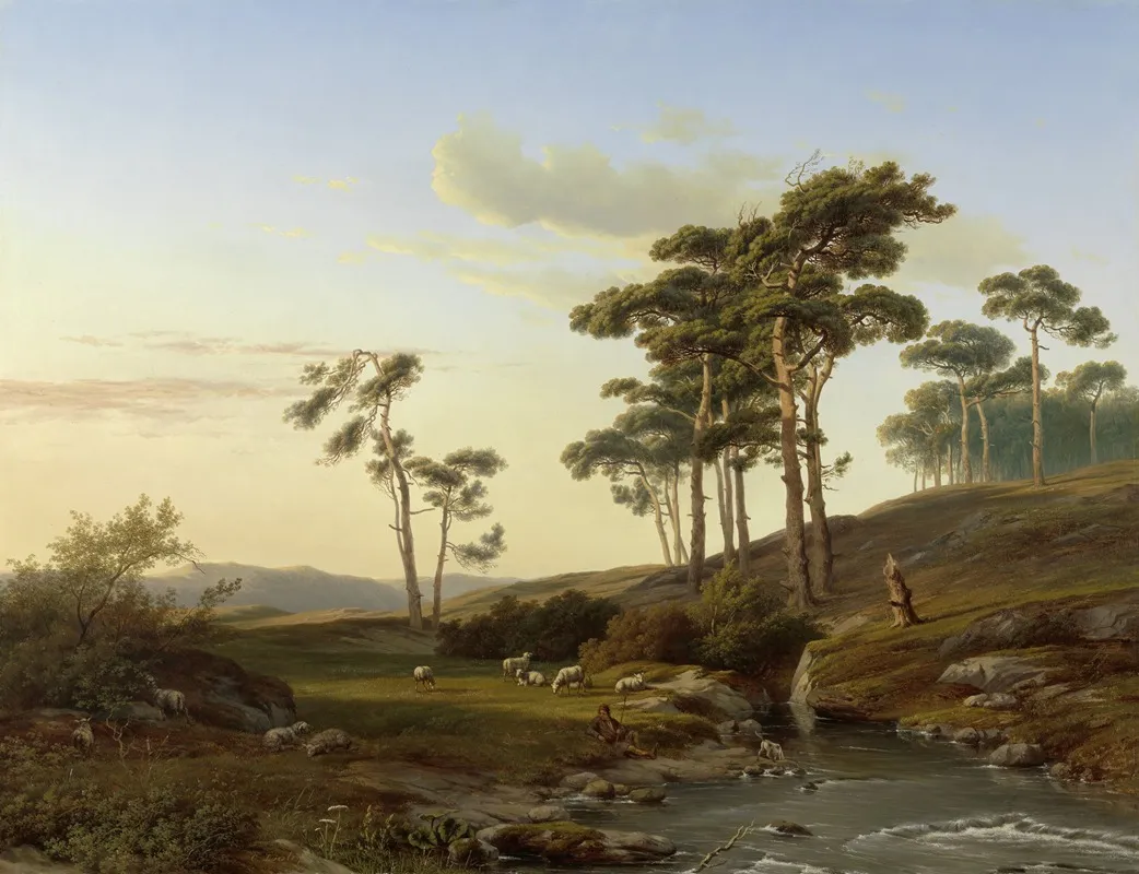 Avondstemming Met Herder Wall Art by Cornelis Lieste - High-Resolution Digital Print