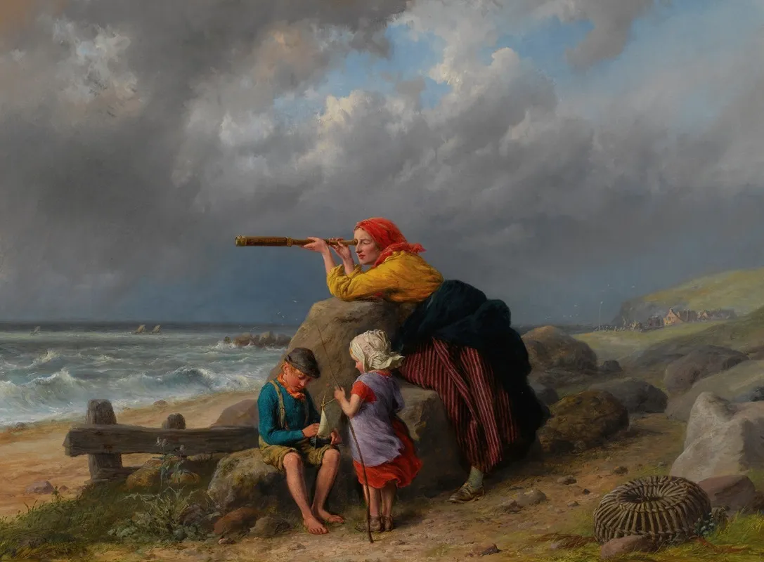 Awaiting The Return Of Fishing Boats Wall Art by William Bromley - High-Resolution Digital Print