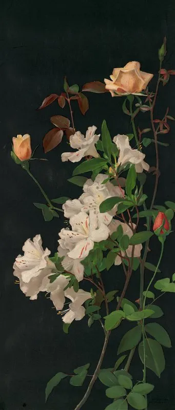 Azaleas And Roses Wall Art by George Cochran Lambdin - High-Resolution Digital Print