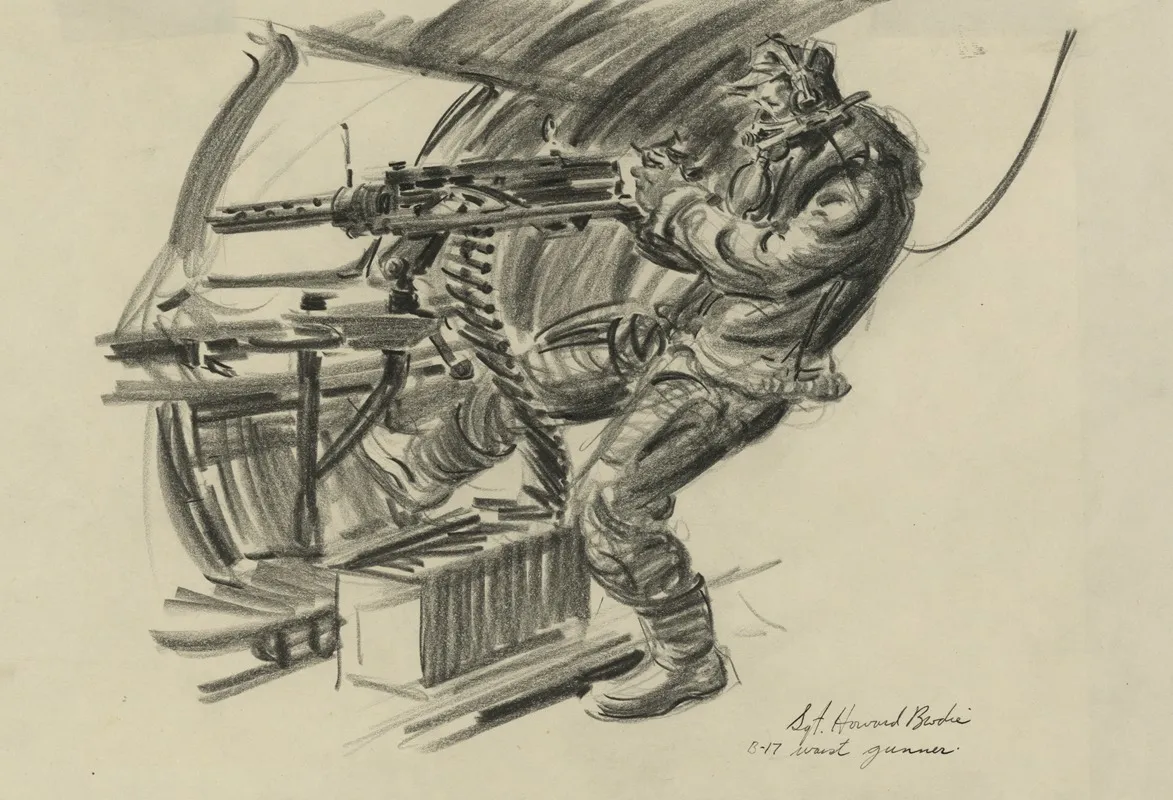 B 17 Waist Gunner Wall Art by Howard Brodie - High-Resolution Digital Print