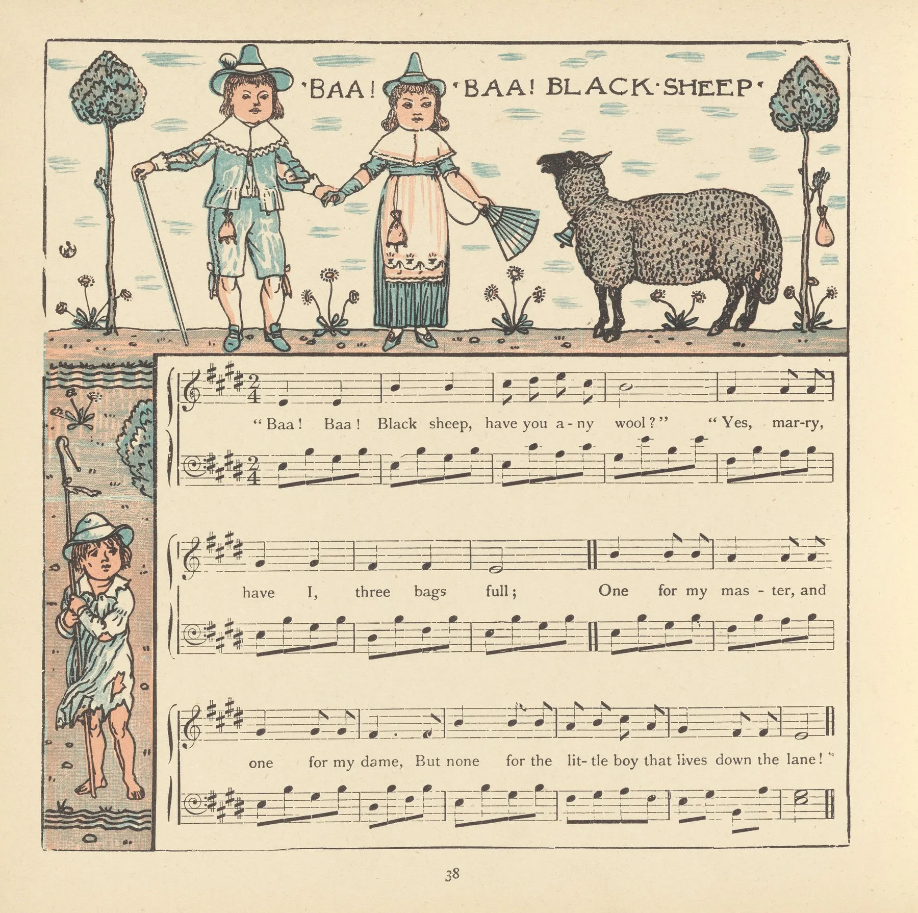 Baa Baa Black Sheep 3 Wall Art by Walter Crane - High-Resolution Digital Print