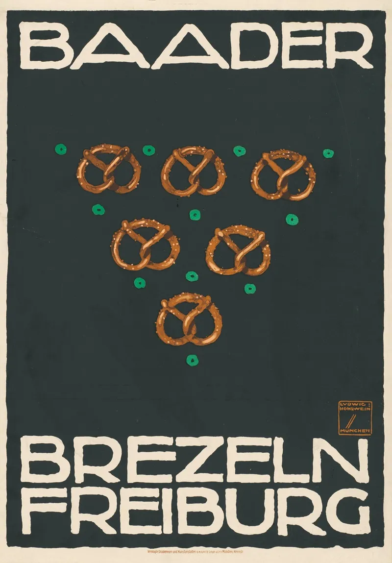 Baader Brezeln Freiburg Wall Art by Ludwig Hohlwein - High-Resolution Digital Print