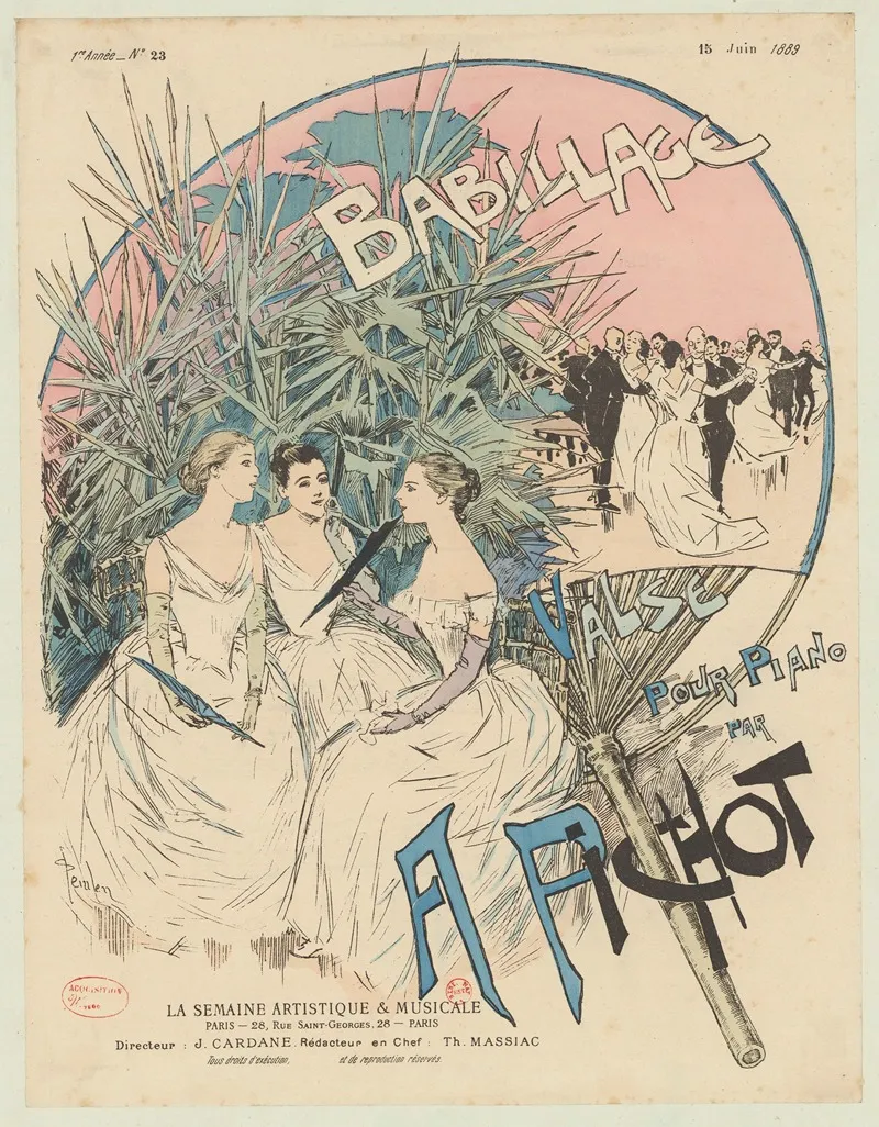 Babillage Valse Pour Piano Par A Pichot Wall Art by Théophile Alexandre Steinlen - Canvas Print