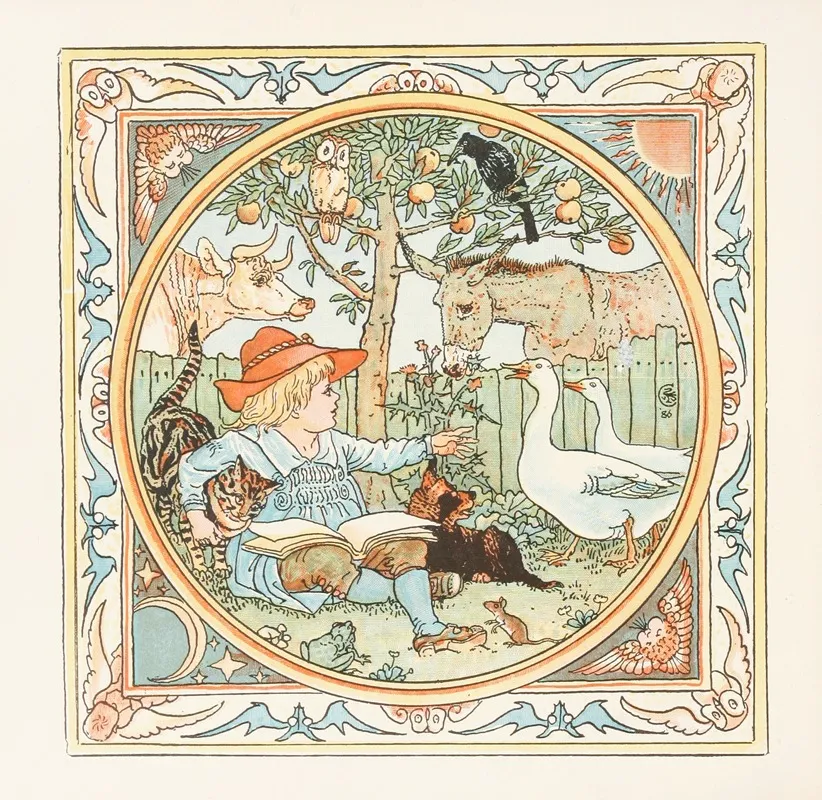 Babys Own Aesop Frontispiece Wall Art by Walter Crane - High-Resolution Digital Print