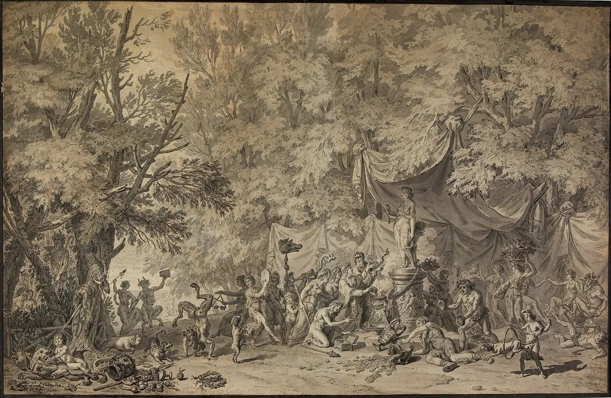 Bacchanal With A Statue Of Ceres Wall Art by Paul Grégoire - High-Resolution Digital Print
